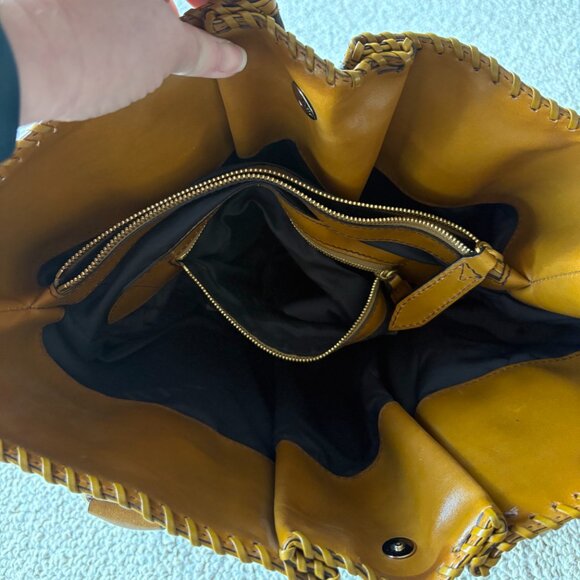 Burberry Prorsum House Check Canvas Tote Chrome Yellow Bridle Leather Large - Picture 9 of 16